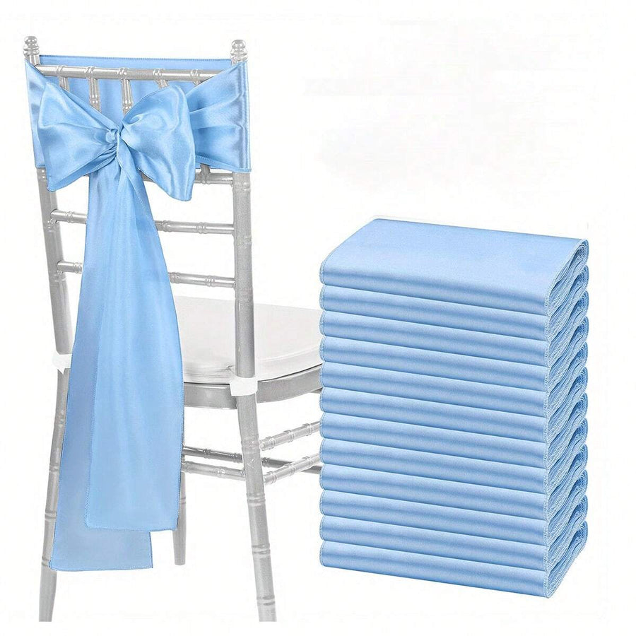 12pcs Elegant Satin Bow Sash Chair Bands - Suitable For Wedding, Party, Hotel Events, Home Decor, Multi-Purpose